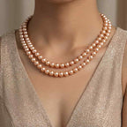 Multilayer Golden Brown Pearl Necklace Set with Earrings