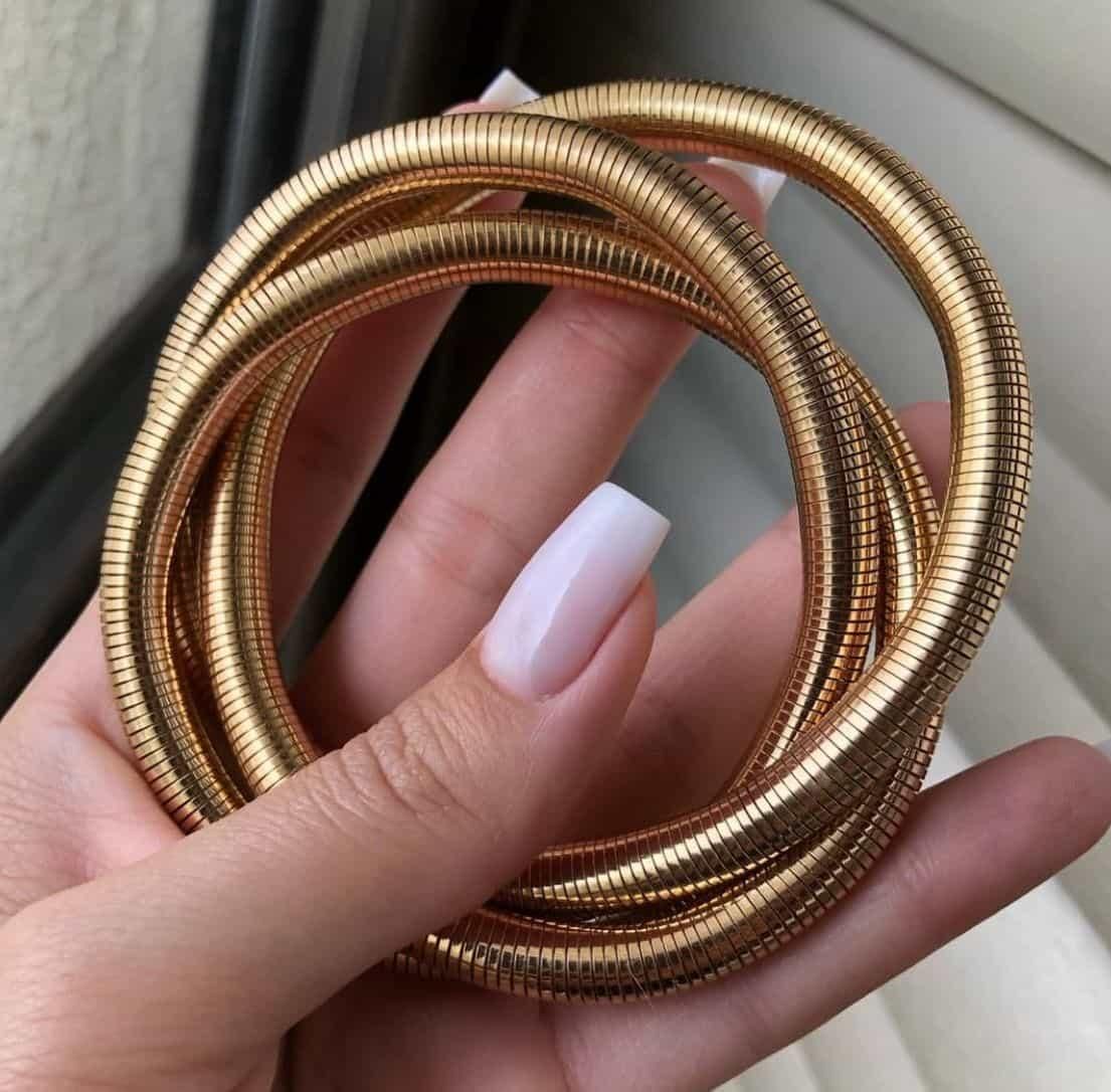 Triple Layer Wrap Around Snake Bracelet – Stretchable Rose Gold