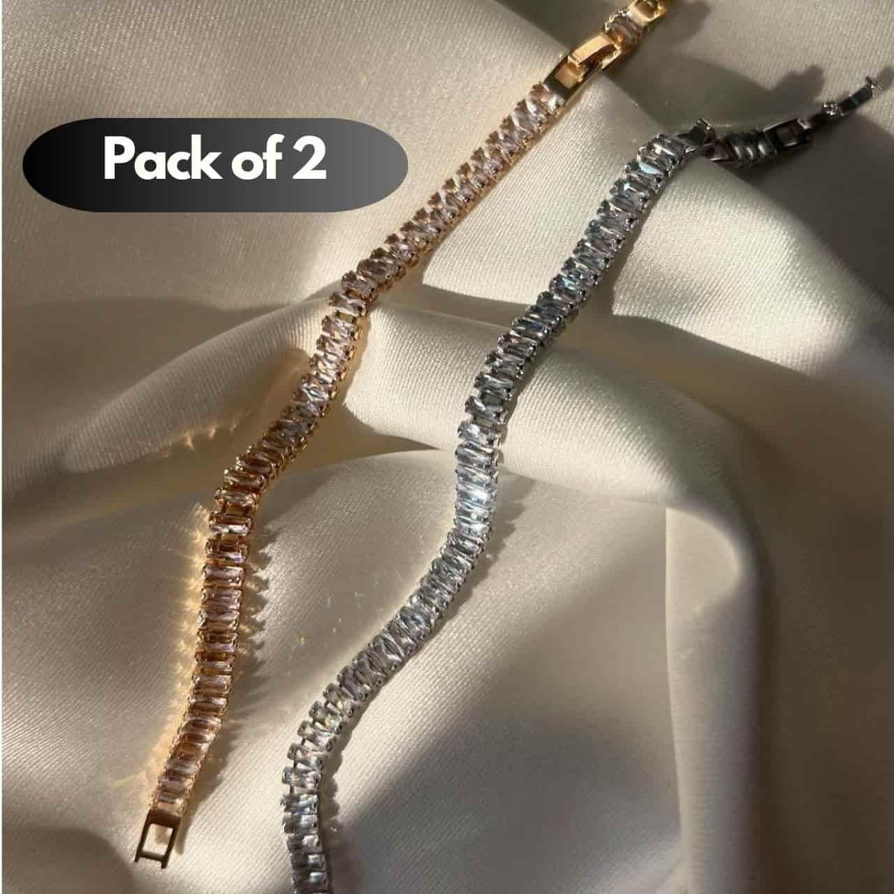 Emerald & Diamond Tennis Bracelets – Pack of 2