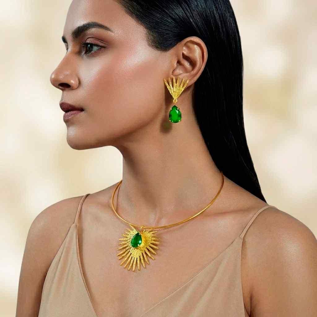 Gold-Plated Necklace & Earring Set (Pack of 1)