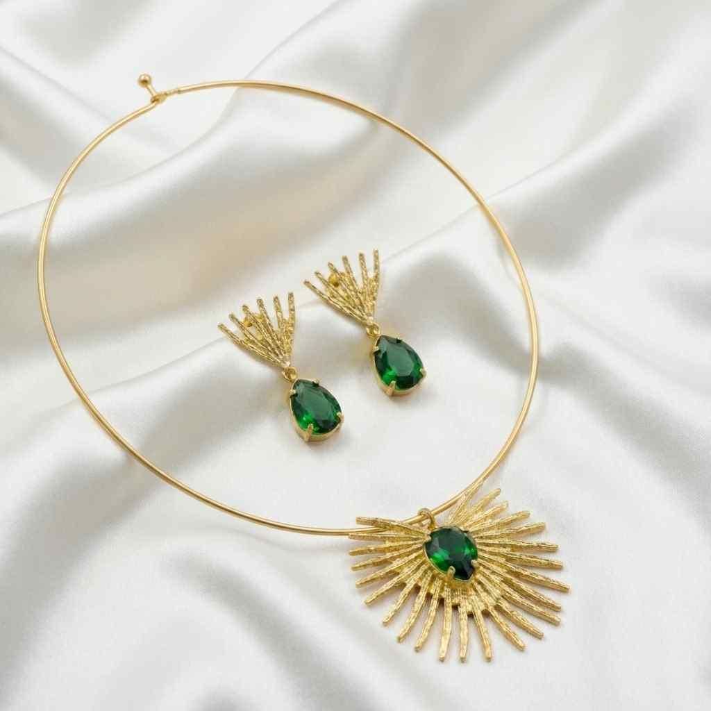 Gold-Plated Necklace & Earring Set (Pack of 1)
