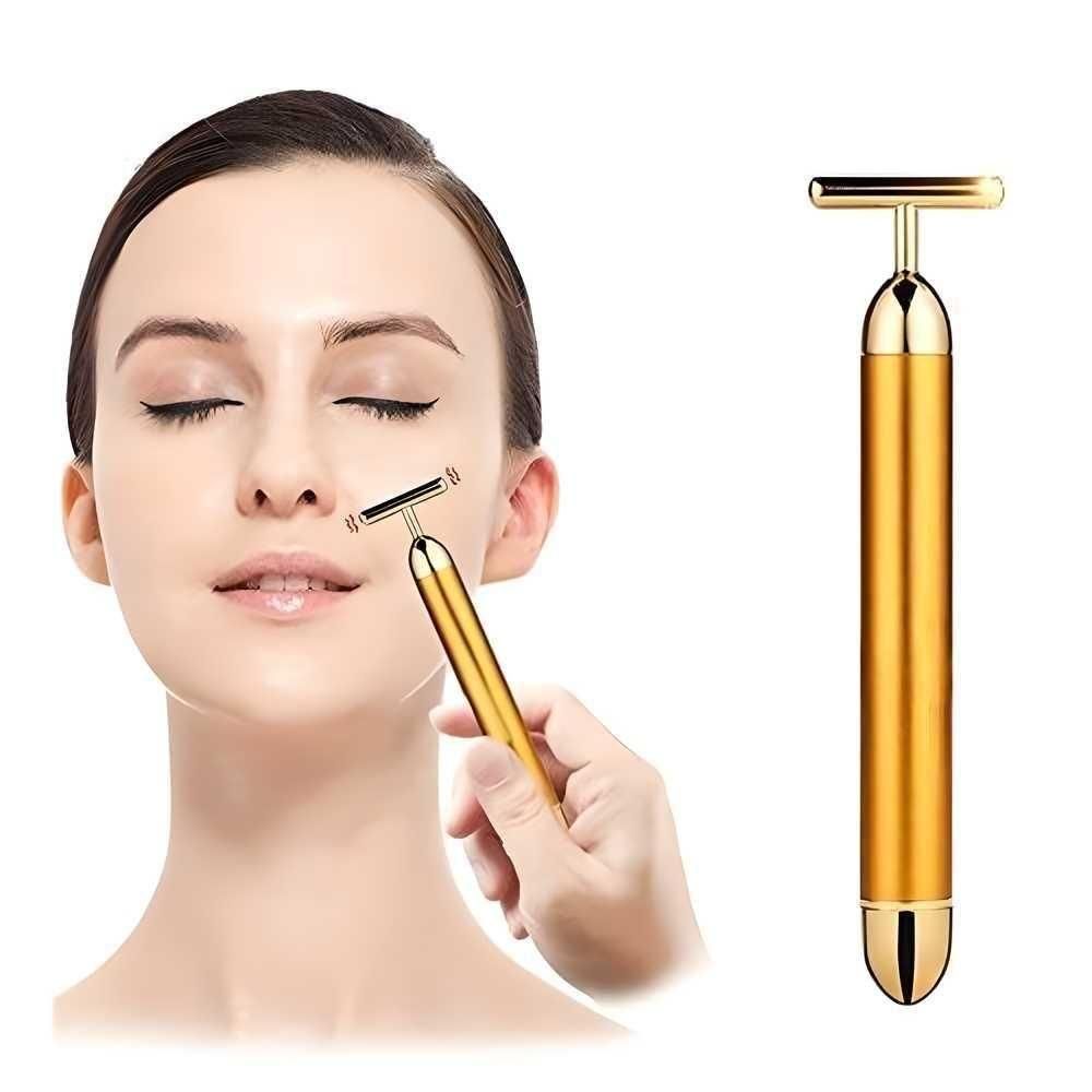 Gold Finish Energy Beauty Bar | Electric Facial Massage Roller