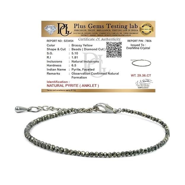 Raw Pyrite Crystal Anklet for Women