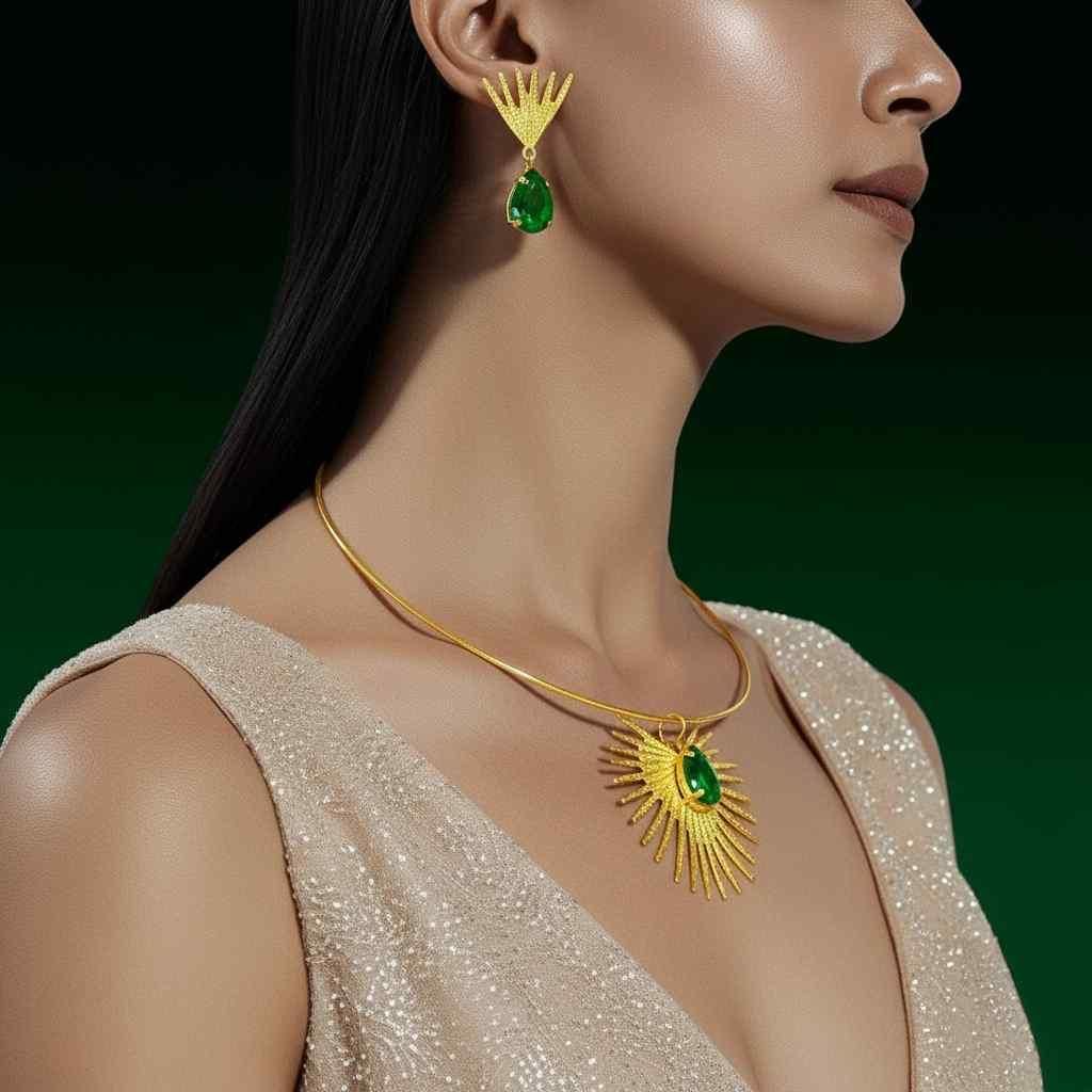 Gold-Plated Necklace & Earring Set (Pack of 1)